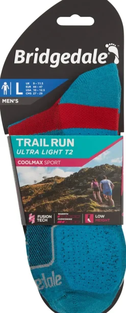 Bridgedale Mens TRAIL RUN Ultralight T2 Coolmax Sport Low Socks - Blue