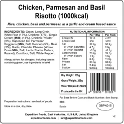 Expedition Foods Chicken Parmesan and Basil Risotto - 1000kcal