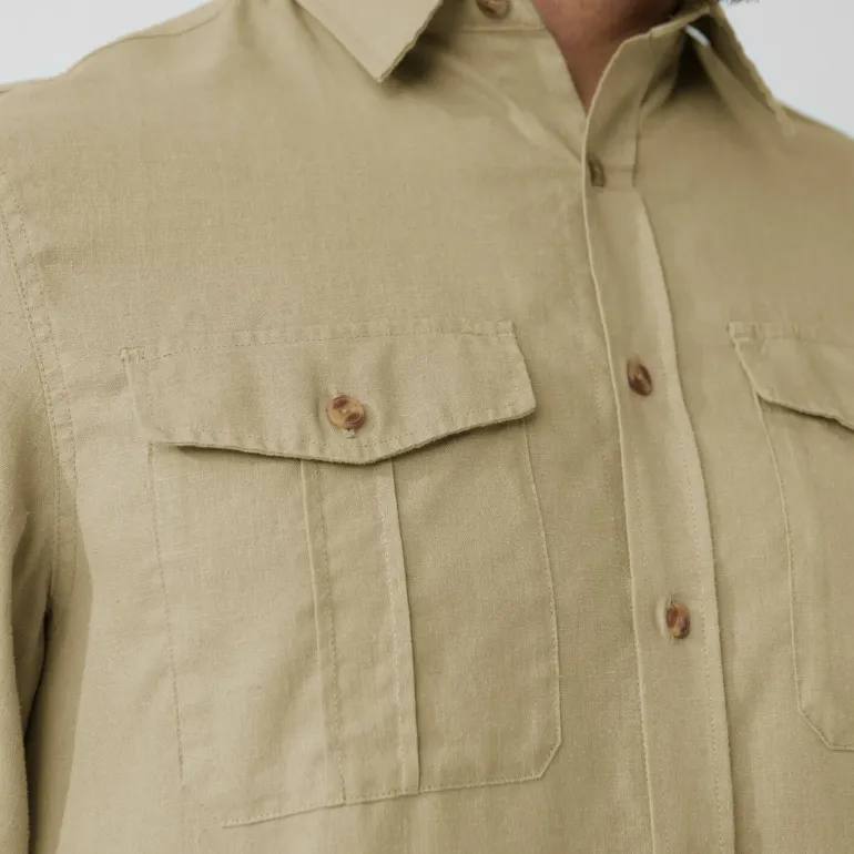 Fjallraven Mens Ovik Travel LS Shirt - Sand Stone