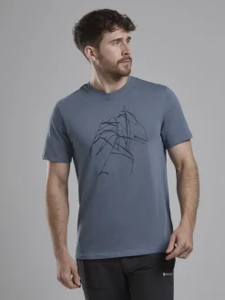 Montane Mens Abstract Mountain T-Shirt - Stone Blue