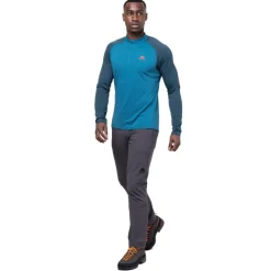 Mountain Equipment Mens Nava LS Zip T - Cactus-Vine