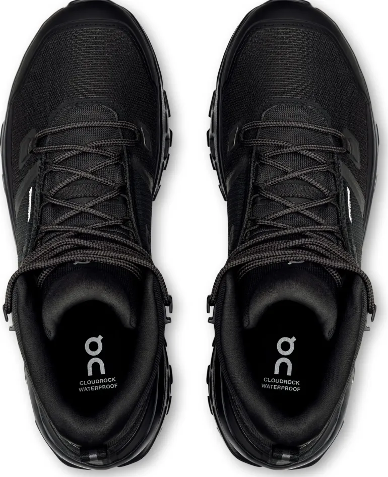 ON Mens Cloudrock Mid Waterproof Shoes - Black-Black