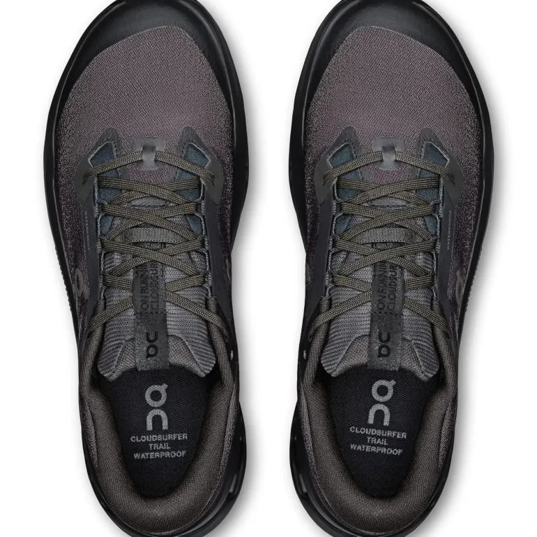 ON Mens Cloudsurfer Trail 2 WP Running Shoes - Black-Black