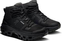 ON Womens Cloudrock Mid Waterproof Shoes - Black-Black