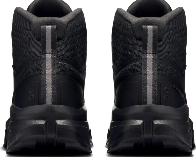 ON Womens Cloudrock Mid Waterproof Shoes - Black-Black