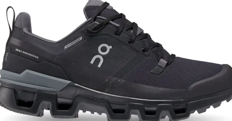 ON Womens Cloudwander Waterproof Hiking Shoes - Black-Eclipse