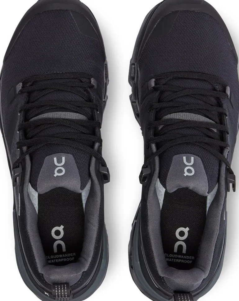 ON Womens Cloudwander Waterproof Hiking Shoes - Black-Eclipse