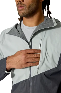 Rab Mens Downpour Trail Light Jacket - Light Zinc-Anthracite